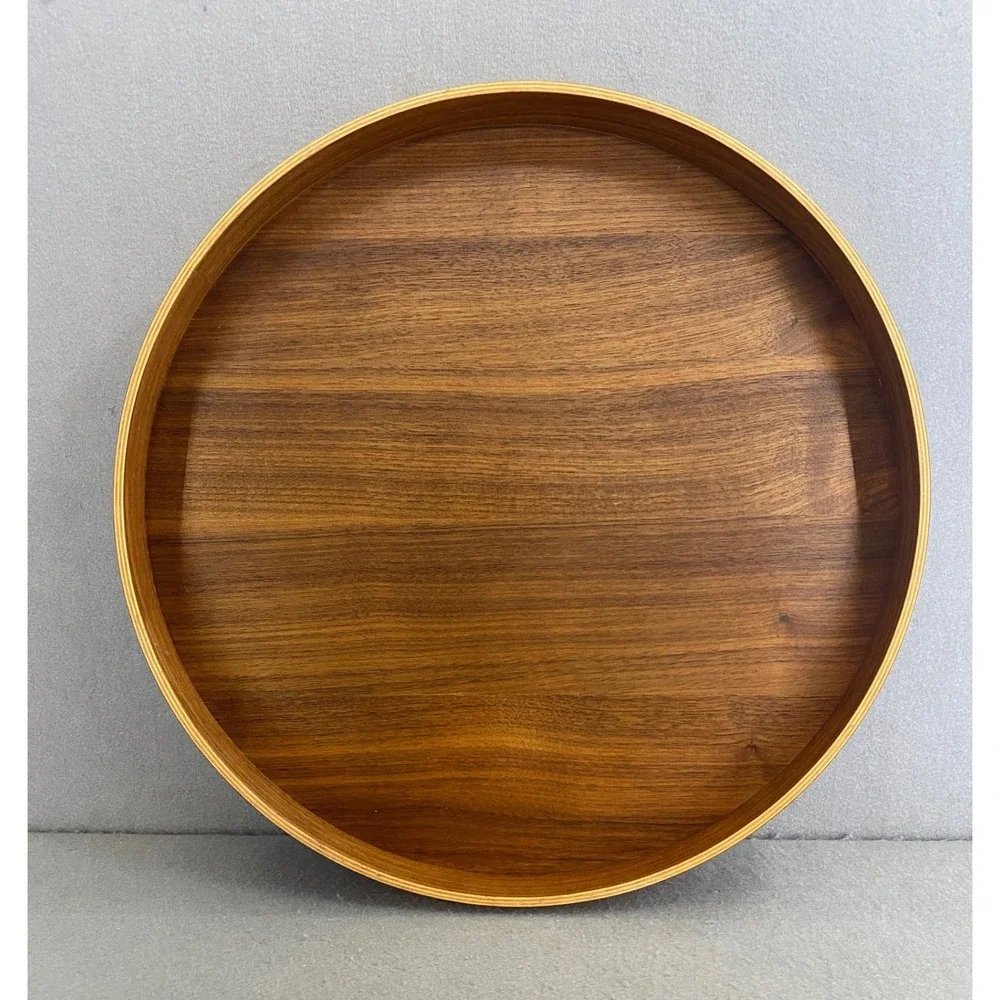 IKEA OMBONAD Round Walnut Serving Tray Platter 16.5